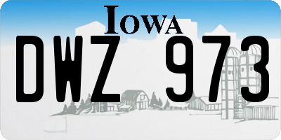 IA license plate DWZ973