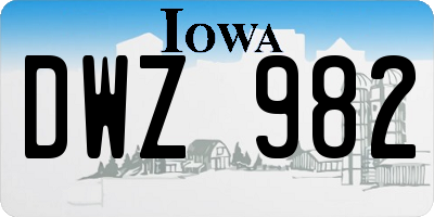 IA license plate DWZ982