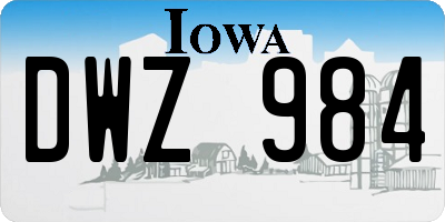 IA license plate DWZ984