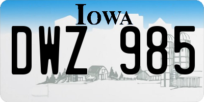 IA license plate DWZ985