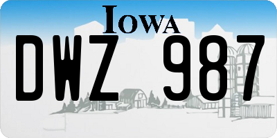 IA license plate DWZ987