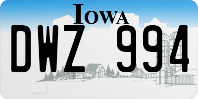 IA license plate DWZ994