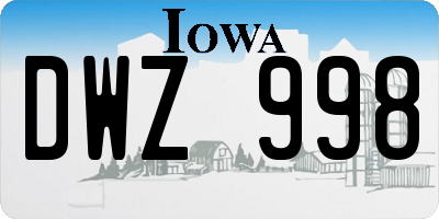 IA license plate DWZ998