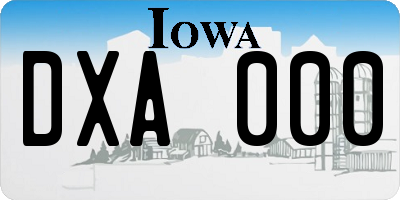 IA license plate DXA000