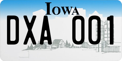 IA license plate DXA001