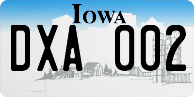 IA license plate DXA002