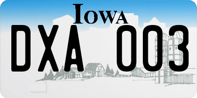 IA license plate DXA003