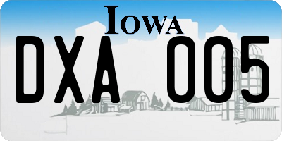 IA license plate DXA005