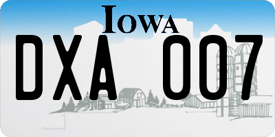 IA license plate DXA007