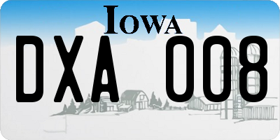 IA license plate DXA008