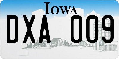 IA license plate DXA009