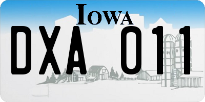 IA license plate DXA011