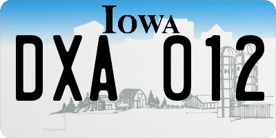 IA license plate DXA012