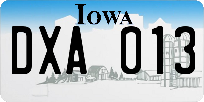 IA license plate DXA013