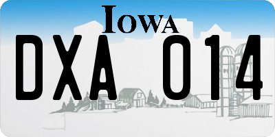 IA license plate DXA014
