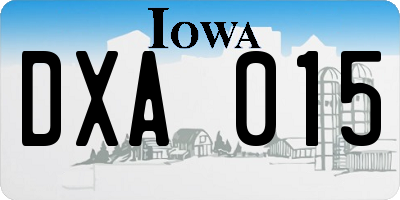 IA license plate DXA015