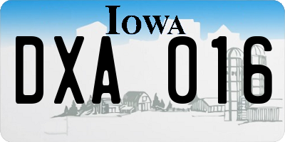 IA license plate DXA016