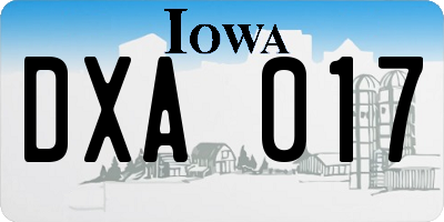 IA license plate DXA017