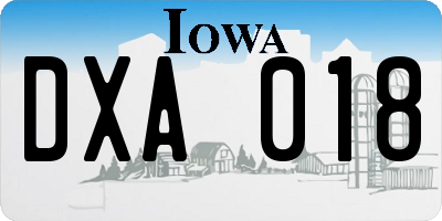 IA license plate DXA018