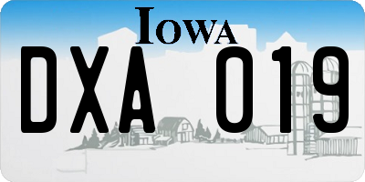 IA license plate DXA019