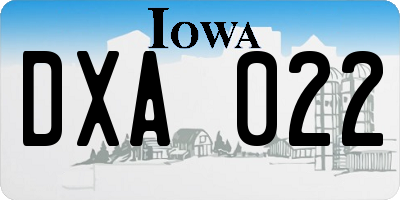 IA license plate DXA022