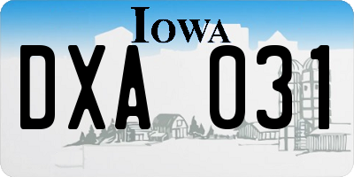 IA license plate DXA031