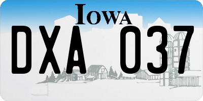 IA license plate DXA037