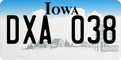 IA license plate DXA038