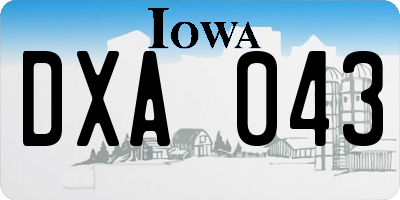 IA license plate DXA043