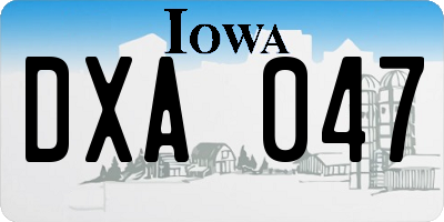 IA license plate DXA047