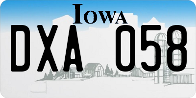 IA license plate DXA058