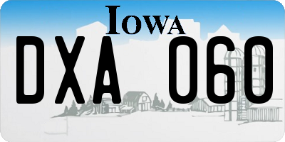 IA license plate DXA060