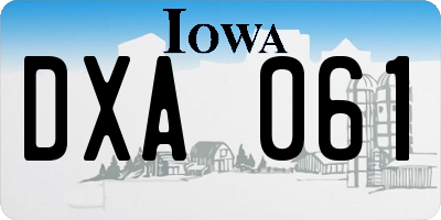 IA license plate DXA061