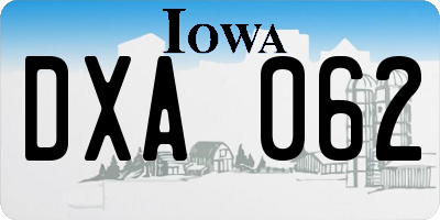 IA license plate DXA062