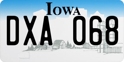 IA license plate DXA068