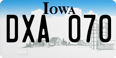 IA license plate DXA070