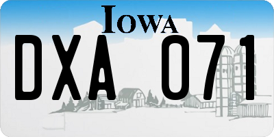 IA license plate DXA071