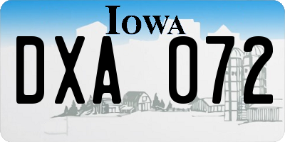 IA license plate DXA072