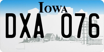 IA license plate DXA076