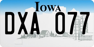 IA license plate DXA077