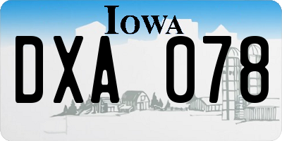 IA license plate DXA078