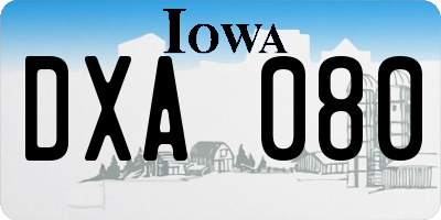 IA license plate DXA080