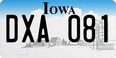 IA license plate DXA081