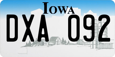 IA license plate DXA092