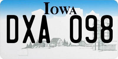 IA license plate DXA098