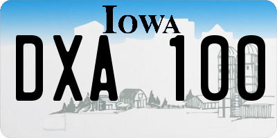 IA license plate DXA100