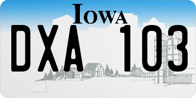IA license plate DXA103