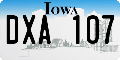 IA license plate DXA107