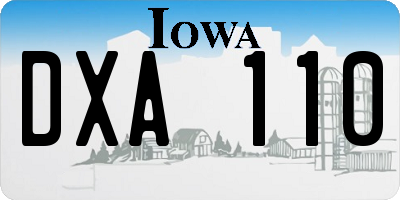 IA license plate DXA110