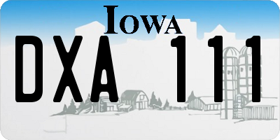 IA license plate DXA111